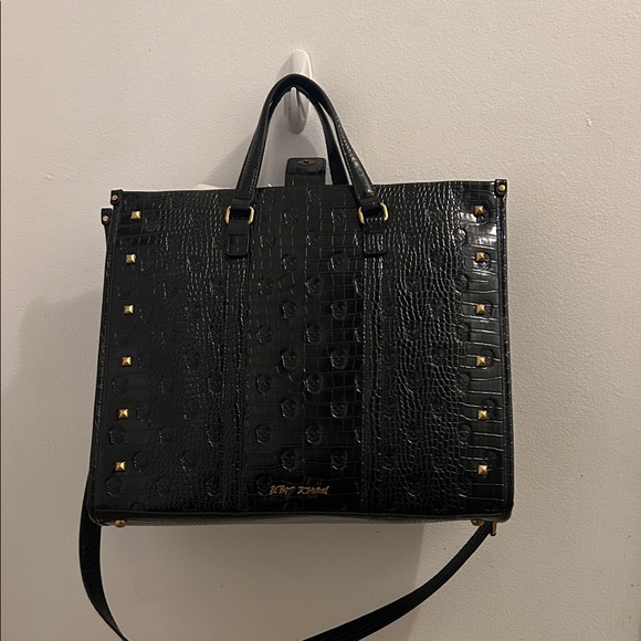 Betsey Johnson  Croc-Embossed Tote Bag with Stud Accents - Picture 2 of 5